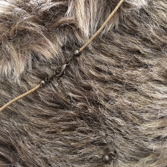 Vintage glass bead fabric cord long necklace - Picture 7 of 7